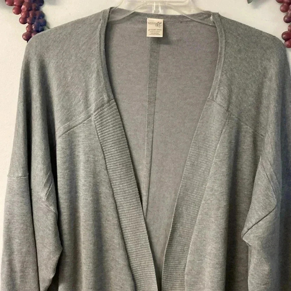 Cardigan Terra & Sky Women's 3x 22/24 Gray Cardigan Sweater for Spring Time - Picture 4 of 8